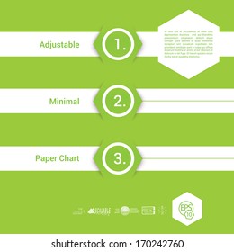 Vector design, green invert edition of an adjustable composition of an abstract geometric paper background based list , content and menu field for numbering or for web, print, brochure, infographics 