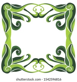 Vector Design of a Green Leaf Box Frame with a Natural Theme