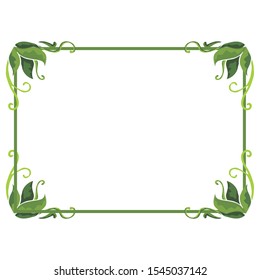 Vector Design of a Green Leaf Box Frame with a Natural Theme