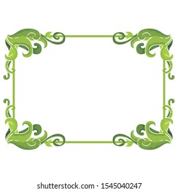 Vector Design of a Green Leaf Box Frame with a Natural Theme