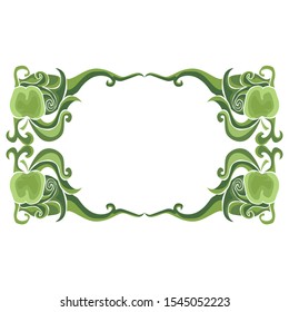 Vector Design of a Green Leaf Box Frame with a Natural Theme