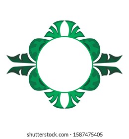 Vector Design of a Green Leaf Ornament Circle Frame with a Nature Theme