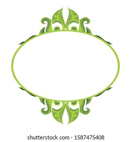 Vector Design of a Green Leaf Ornament Circle Frame with a Nature Theme