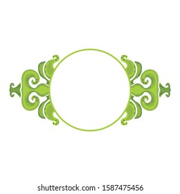 Vector Design of a Green Leaf Ornament Circle Frame with a Nature Theme