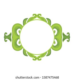 Vector Design of a Green Leaf Ornament Circle Frame with a Nature Theme