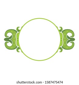 Vector Design of a Green Leaf Ornament Circle Frame with a Nature Theme