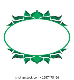 Vector Design of a Green Leaf Ornament Circle Frame with a Nature Theme