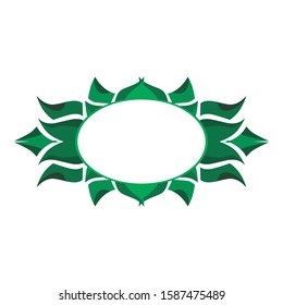 Vector Design of a Green Leaf Ornament Circle Frame with a Nature Theme