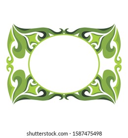Vector Design of a Green Leaf Ornament Circle Frame with a Nature Theme