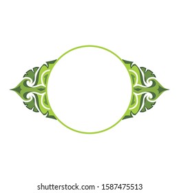 Vector Design of a Green Leaf Ornament Circle Frame with a Nature Theme