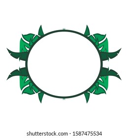 Vector Design of a Green Leaf Ornament Circle Frame with a Nature Theme