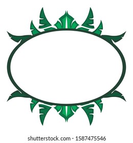 Vector Design of a Green Leaf Ornament Circle Frame with a Nature Theme