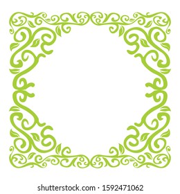 Vector Design of a Green Leaf Ornament Frame with a Nature Theme