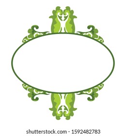 Vector Design of a Green Leaf Ornament Circle Frame with a Nature Theme