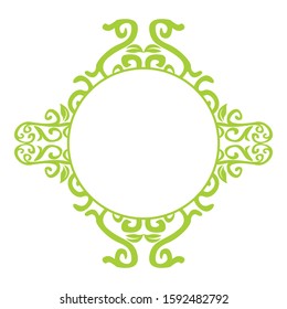 Vector Design of a Green Leaf Ornament Circle Frame with a Nature Theme