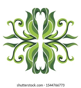 Vector Design of Green Leaf Ornaments