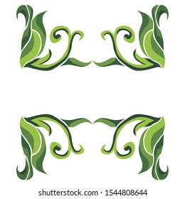 Vector Design of Green Leaf Ornaments