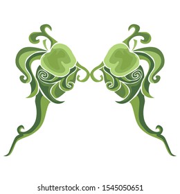 Vector Design of Green Leaf Ornaments