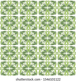 Vector Design of Green Leaf Ornaments with Rectangle Version