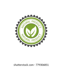 Vector design of green natural product logo ecology label.Beautiful green circle pattern.With two leaves put together.