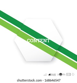 Vector design. Green retro edition of a minimal scalable abstract geometric hexagon shape textbox with an artistic background. Layout element for web, brochure, presentation or infographics.