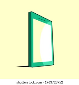 diseño vectorial del smartphone verde en el fondo amarillo