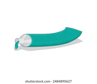 vector design of a green toothpaste with the lid opening and releasing a small amount of toothpaste at the end