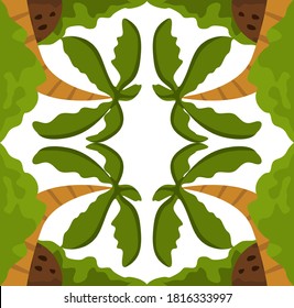 Diseño vectorial de un ornamento de árbol verde con un tema de la naturaleza