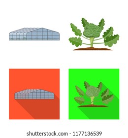 Vector design of greenhous and plant icon. Collection of greenhous and garden stock vector illustration.