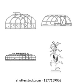Vector design of greenhous and plant logo. Collection of greenhous and garden vector icon for stock.