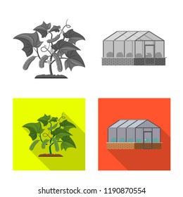 Vector design of greenhouse and plant logo. Collection of greenhouse and garden vector icon for stock.