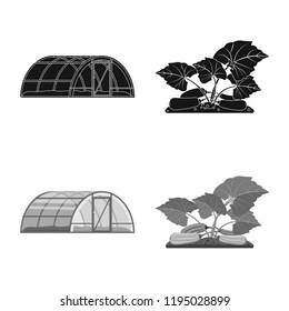 Vector design of greenhouse and plant sign. Collection of greenhouse and garden stock vector illustration.