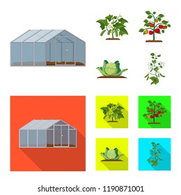 Vector design of greenhouse and plant symbol. Collection of greenhouse and garden stock symbol for web.