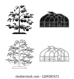 Vector design of greenhouse and plant symbol. Collection of greenhouse and garden stock symbol for web.
