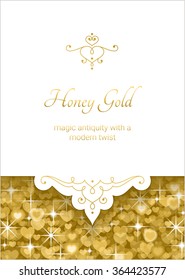 vector design of greeting card, certificate, invitation and etc with place for text and gold texture.