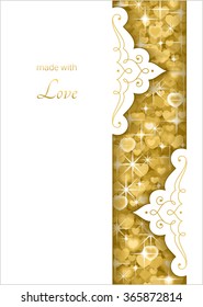 vector design of greeting card, certificate, invitation and etc with place for text and gold  glitter texture