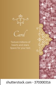 vector design of greeting card, certificate, invitation and etc with place for text and rose glitter texture