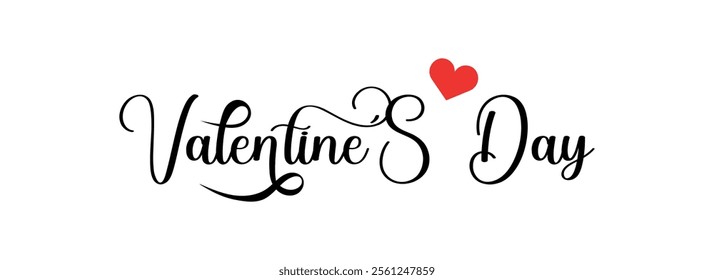 Vector design for greeting card or invitation. Happy valentines day typography with red heart icon - love symbol. Holiday lettering text