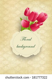 Vector design greeting card with tulips.