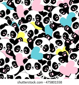 vector design greeting card for valentine's day. Gift wrapping paper. Seamless. panda. Heart. seamless, packaging design for Valentine's Day, panda seamless