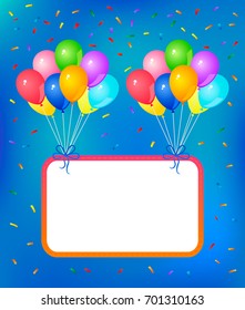 Vector design for greeting cards, posters and invitation cards with balloon, confetti. Vector illustration