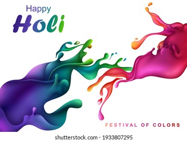 Vector design of greetings and banner template background for Festival of Colors, Happy Holi celebrated in India