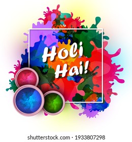 Vector design of greetings and banner template background for Festival of Colors, Happy Holi celebrated in India