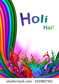 Vector design of greetings and banner template background for Festival of Colors, Happy Holi celebrated in India