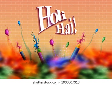 Vector design of greetings and banner template background for Festival of Colors, Happy Holi celebrated in India