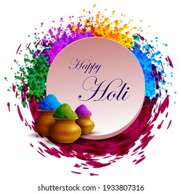 Vector design of greetings and banner template background for Festival of Colors, Happy Holi celebrated in India