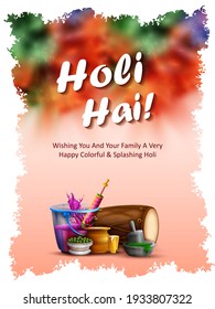 Vector design of greetings and banner template background for Festival of Colors, Happy Holi celebrated in India