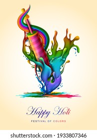 Vector design of greetings and banner template background for Festival of Colors, Happy Holi celebrated in India