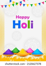 Vector design of greetings and banner template background for Festival of Colors, Happy Holi celebrated in India