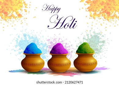 Vector design of greetings and banner template background for Festival of Colors, Happy Holi celebrated in India